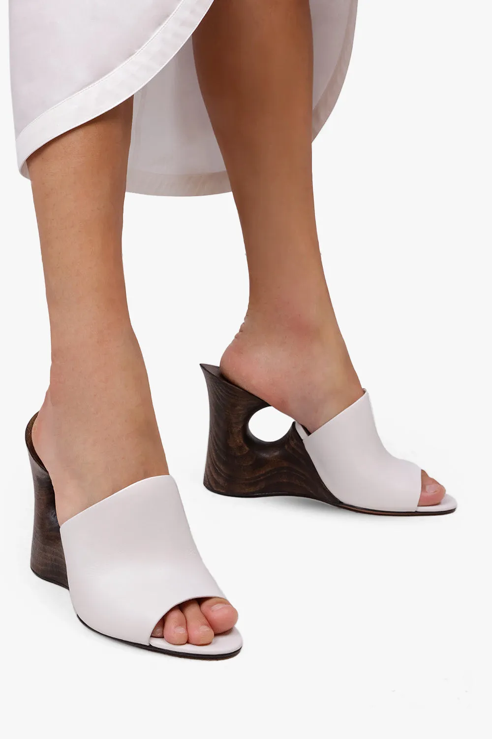La Sculpture Open Toe 100mm Mule | White