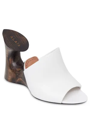 La Sculpture Open Toe 100mm Mule | White