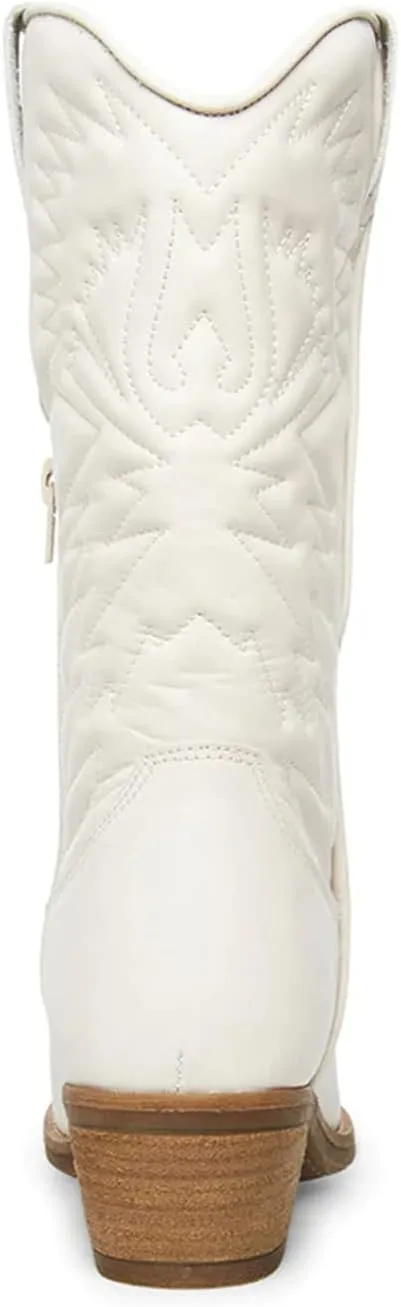Ladmiple Cowgirl Boots Women Wide Calf Knee High Embroidered Pull On Cowboy Western Chunky Heel Mid Calf Wedding Boots