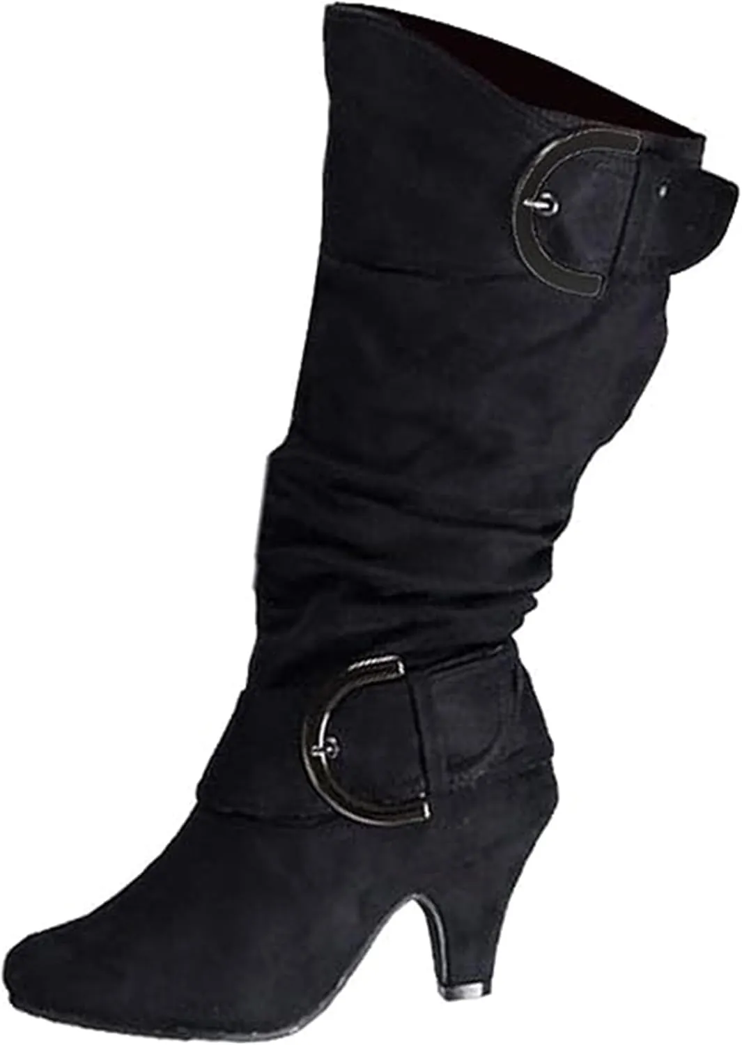 Ladmiple Fall Boots Women Knee High Wide Calf Slouchy Western Cowboy Boots Fashion Pointed Toe Cone Heel Cowgirl Boots