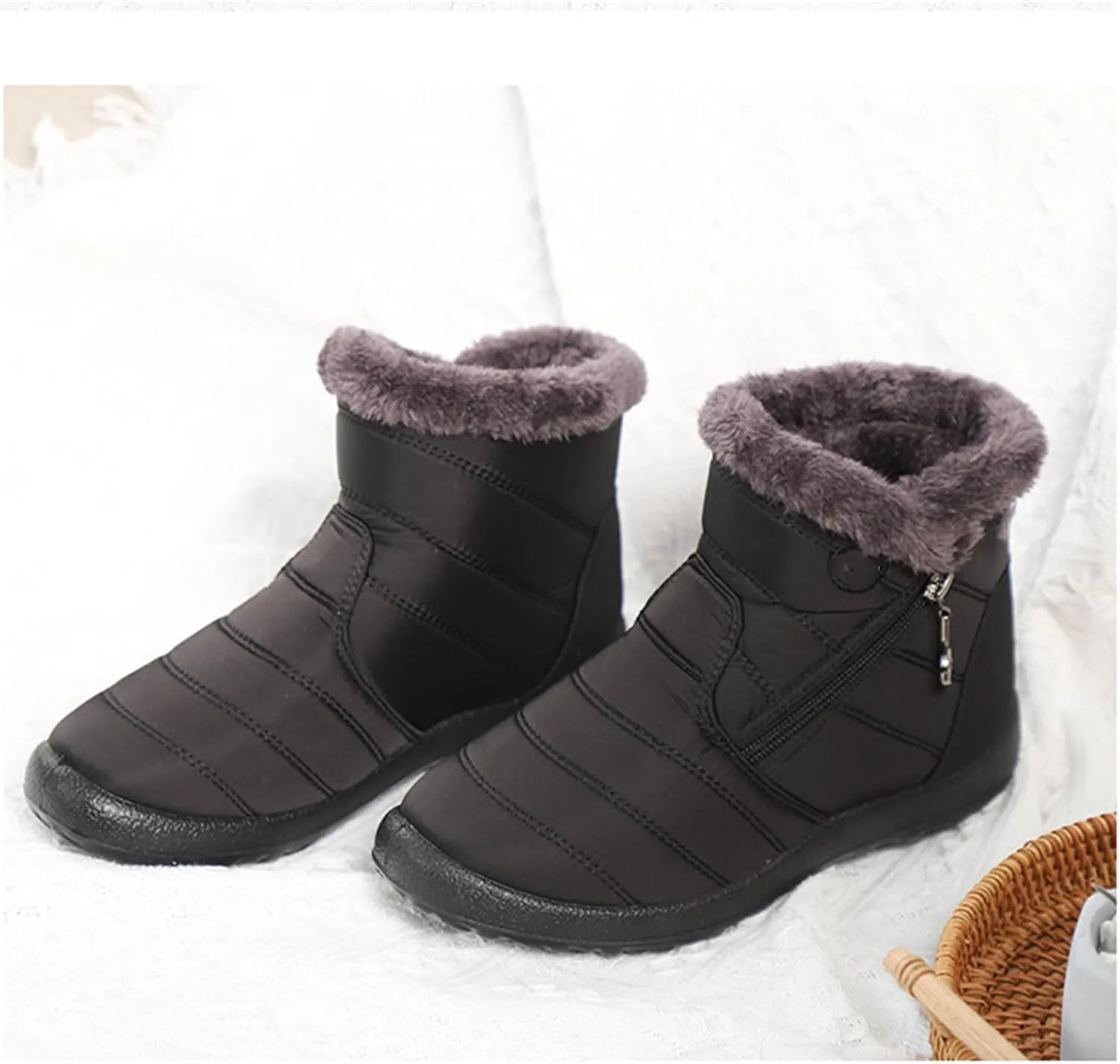 Lausiuoe Snow Boots For Women Waterproof Insulated Wide Width Winter Warm Fur Lined Ankle Booties Outdoor Walking Shoes