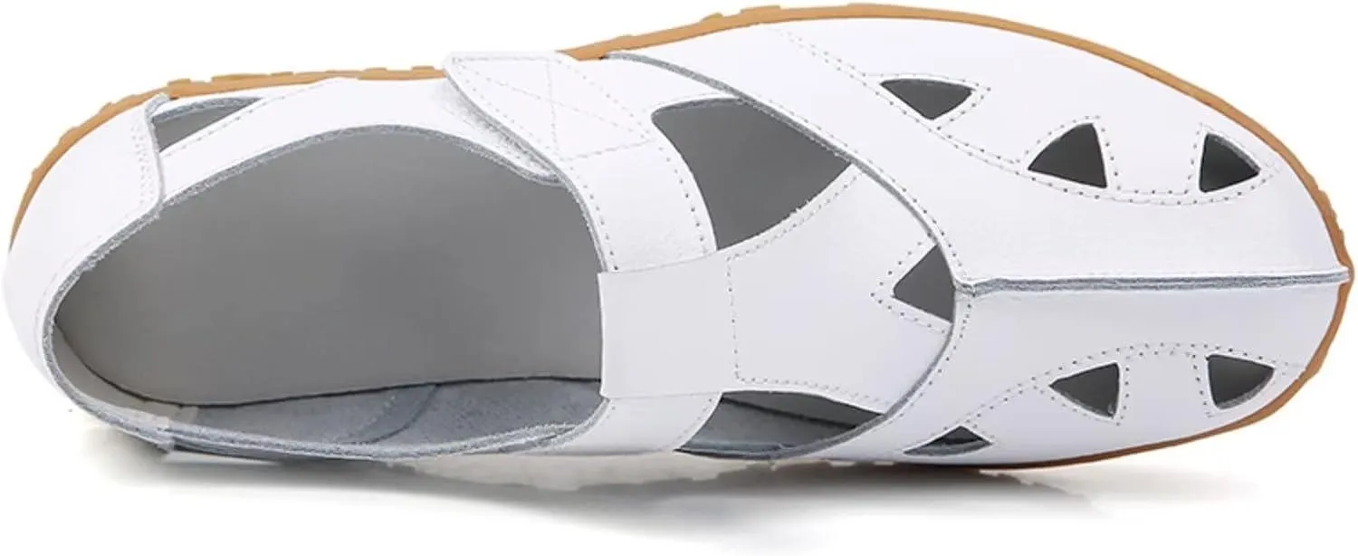 Leather Women's Breathable Perforated Sandals Fashionable Versatile Casual Shoes