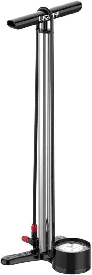 LEZYNE CNC Floor Drive 3.5 Bicycle Floor Pump with 3.5" Analog/Digital Gauge - CNC Machined Aluminum High Pressure 220PSI Tire Air Pump for Road/Track Bikes - ABS-1 Pro Chuck for Presta/Schrader Valve
