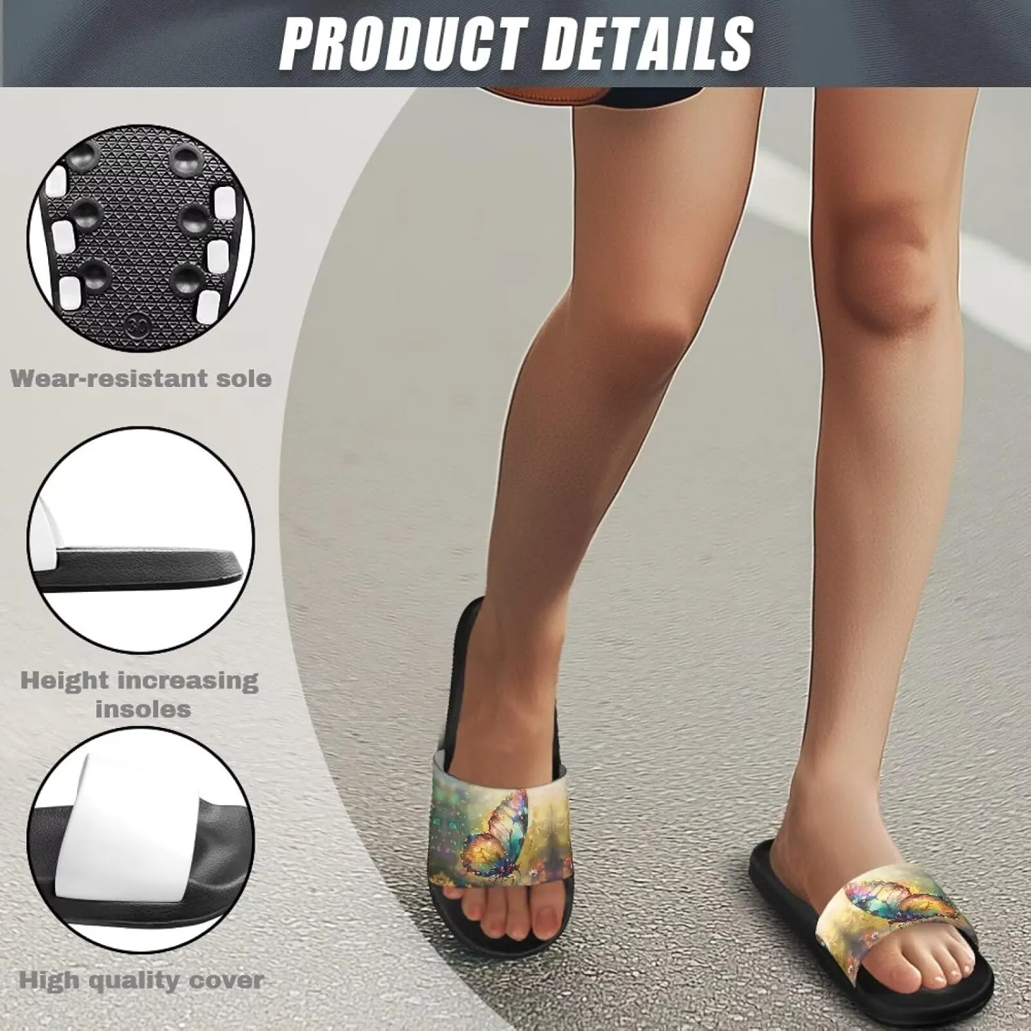 Lightweight Soft EVA Slides Womens Non Slip Slippers Teens Summer Bathroom Poolside Beach Water Shoes Size 5.5-12.5
