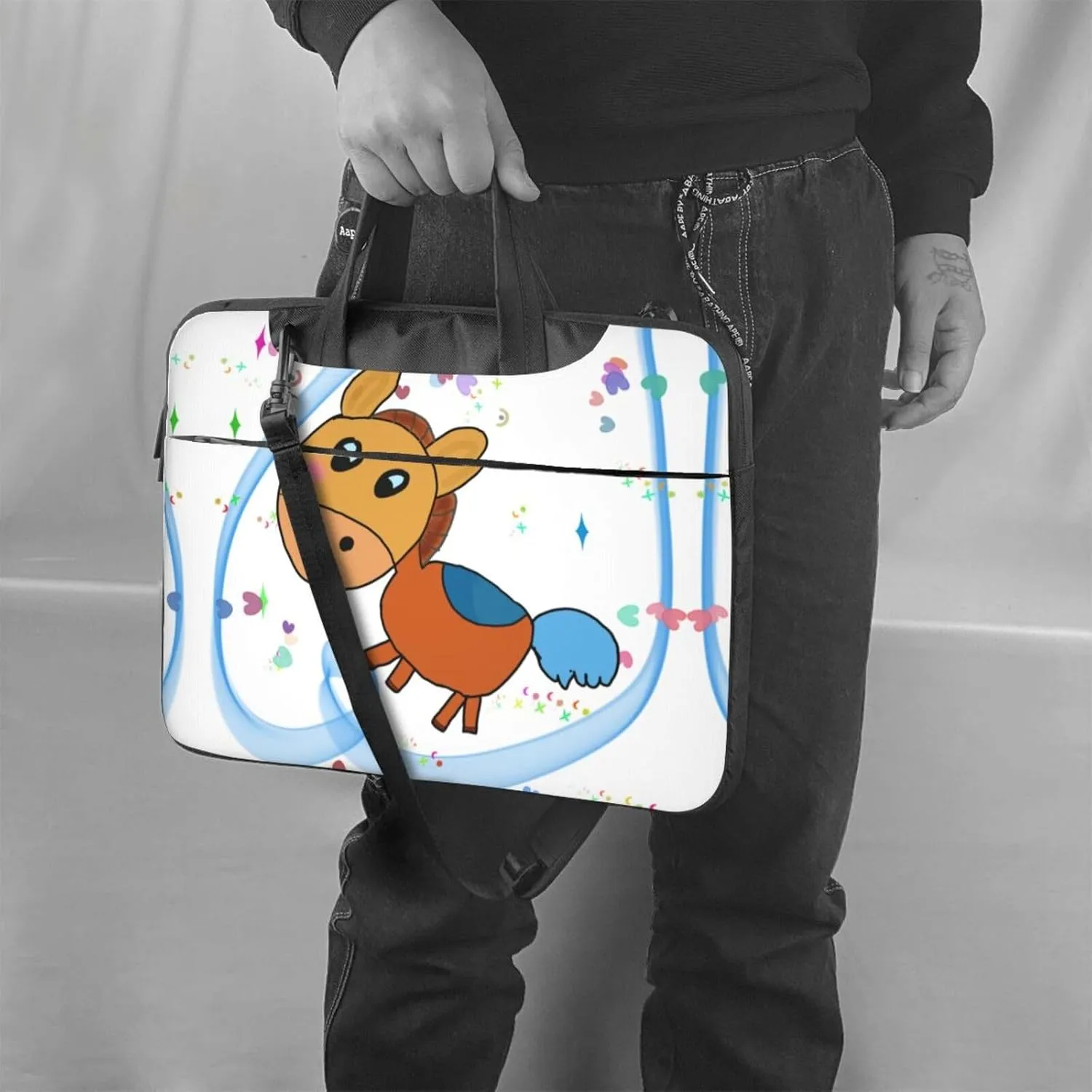 listening mule pattern Ultra-thin portable shoulder laptop bag Stylish and Protective Shockproof soft lining