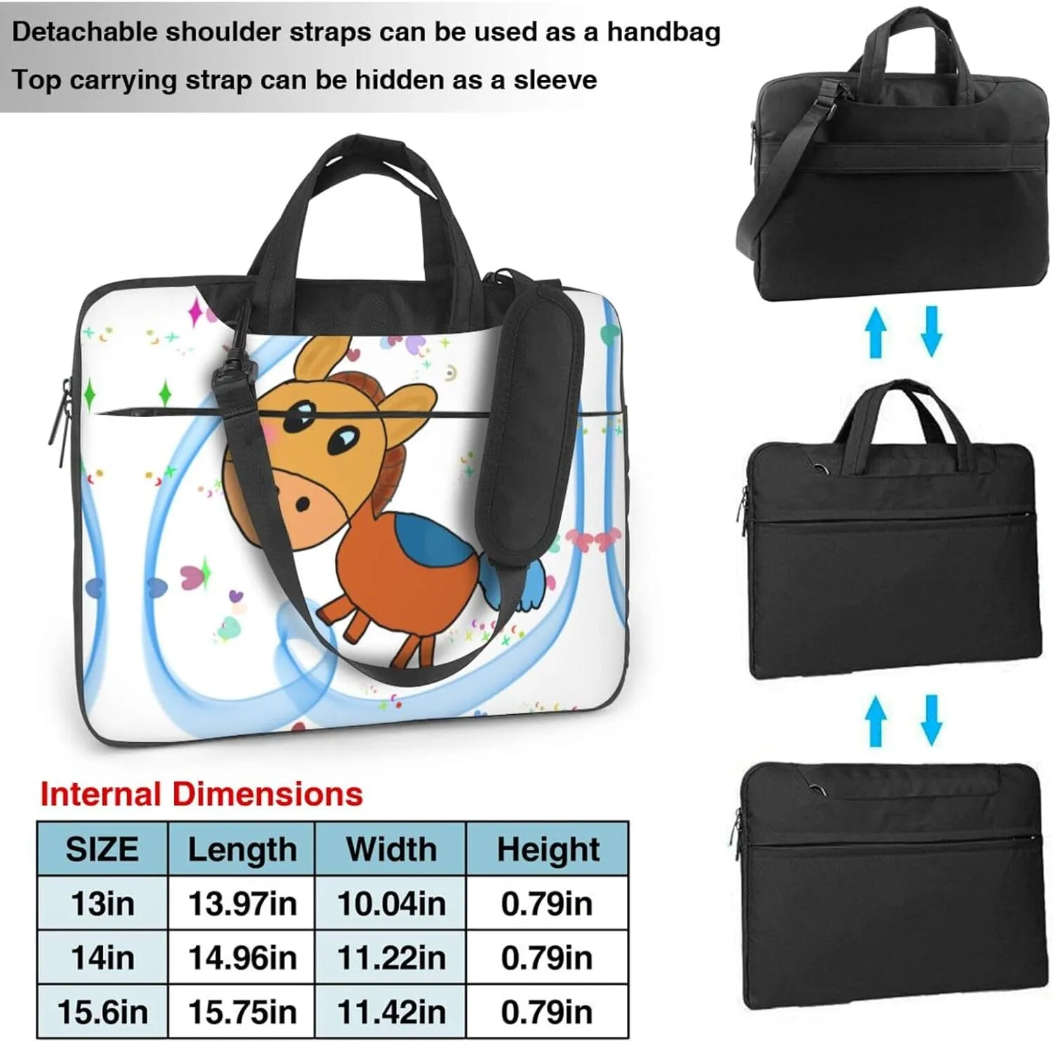 listening mule pattern Ultra-thin portable shoulder laptop bag Stylish and Protective Shockproof soft lining