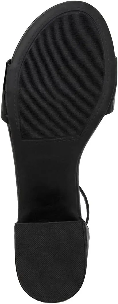 LONDON FOG Women's Nikki Low Two Piece Block Heel Dress Shoe Ladies Ankle Strap Pump Sandal