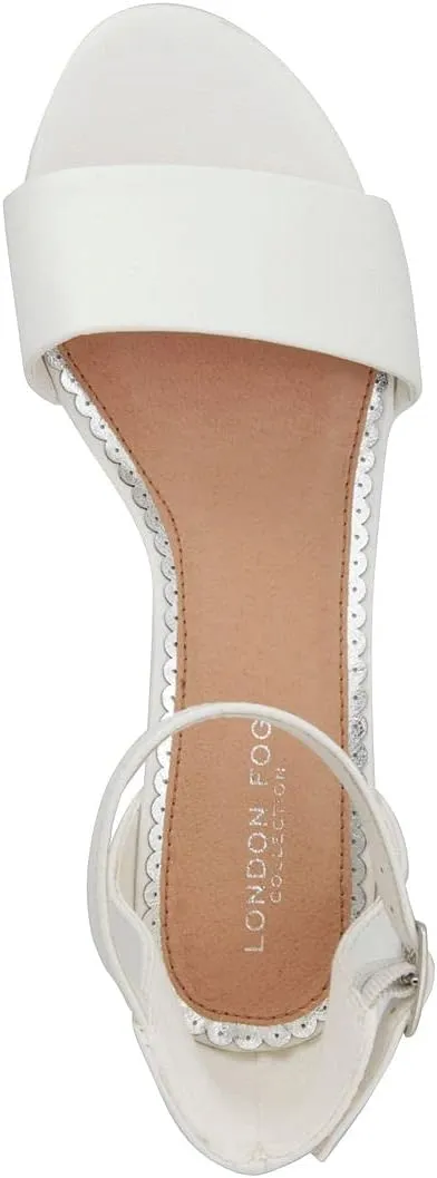 LONDON FOG Women's Nikki Low Two Piece Block Heel Dress Shoe Ladies Ankle Strap Pump Sandal