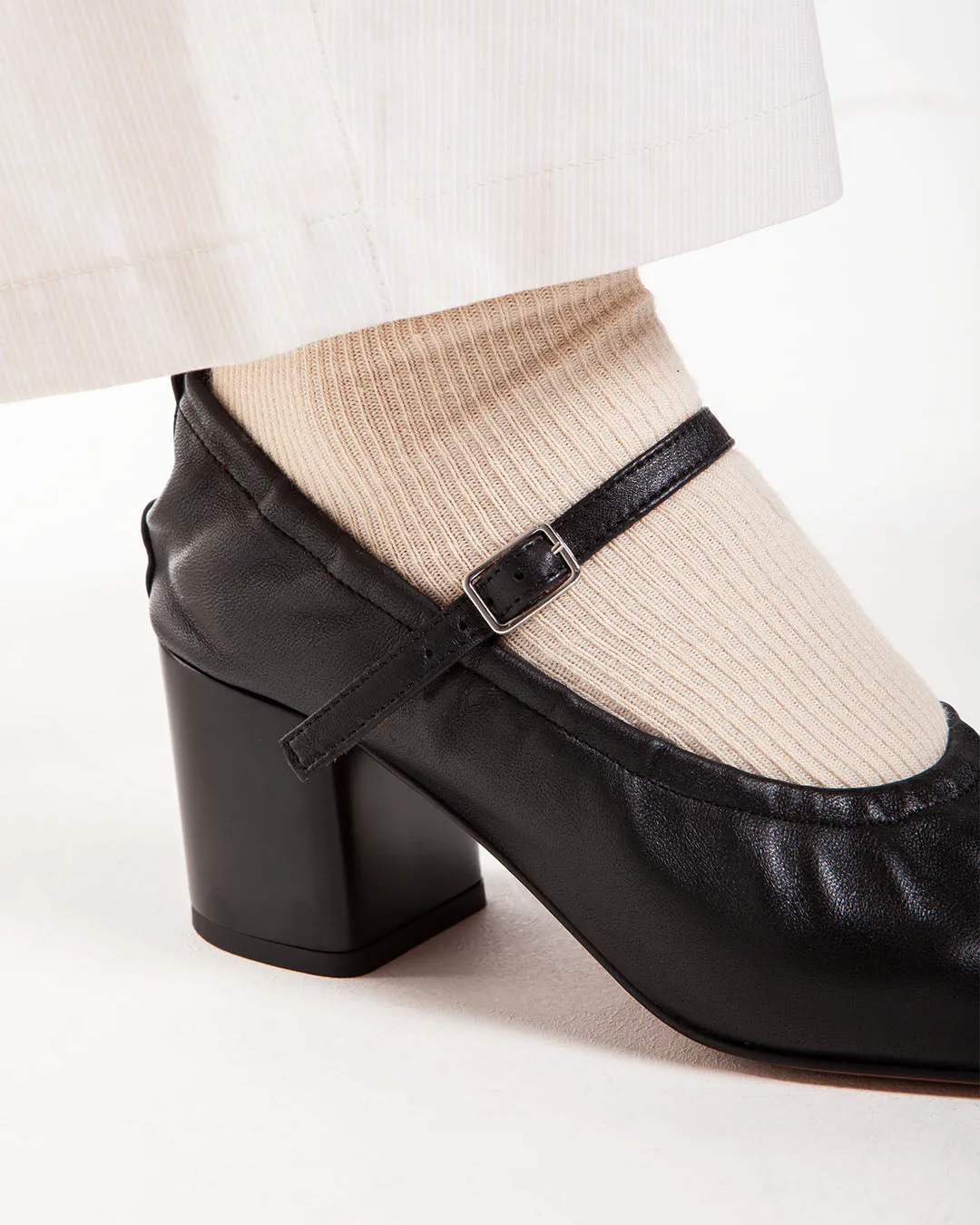 Maison Kitsune Leather Low-Heel Pump Black