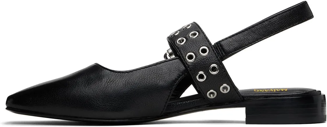 Maiyang Women Closed Sqaure Toe Slingback Flat Sandals Adjustable Buckle Backless Fashion Shoes for Daily Walking Size 4-16 US
