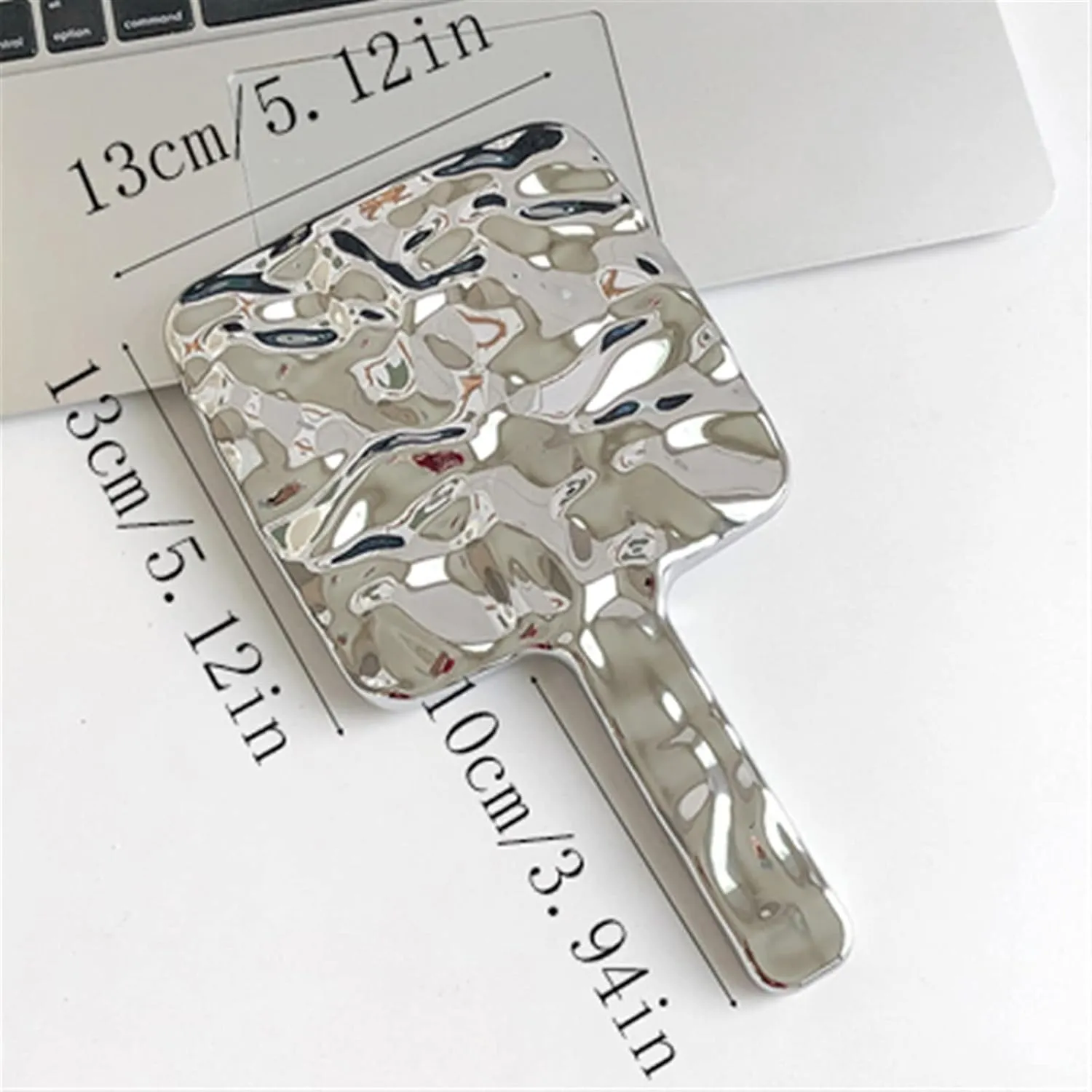 Makeup Mirror Simple Handle Mirror Female Portable Makeup Mirror Handheld Makeup Mirror Small Mirror Round Makeup Mirror (Silver) Vanity Mirror(Medium)