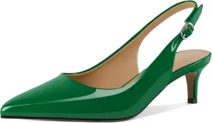 Mallyteeds Slingback Heels for Women Pointed Toe Kitten Low Heel Pumps Shoes Women for Dress 2 Inches