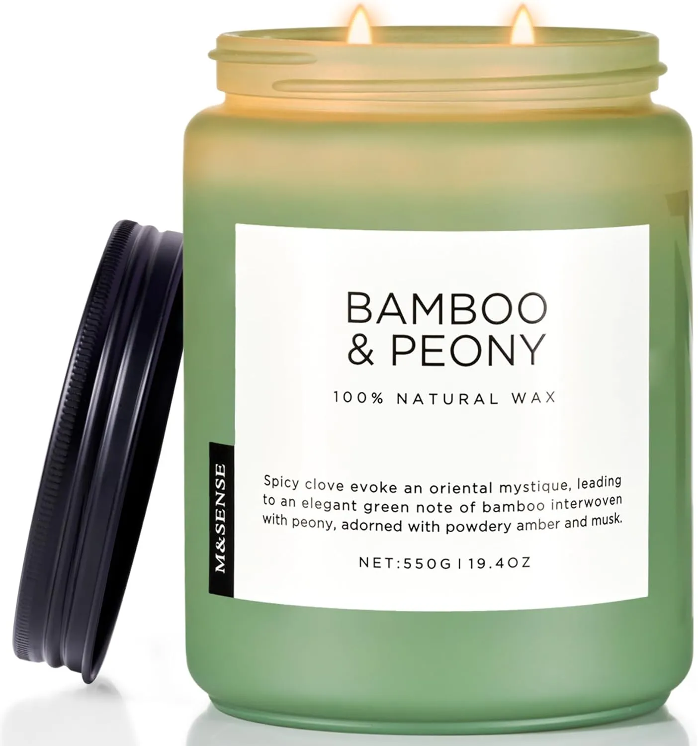 M&SENSE Bamboo Peony Spring Large Jar Candles for Home Scented 19.4 Ounces 110 Hour Long Lasting Burn, Natural Organic Soy Wax Gifts for Women, Fresh Smelling Aromatherapy Candle for Stress Relief
