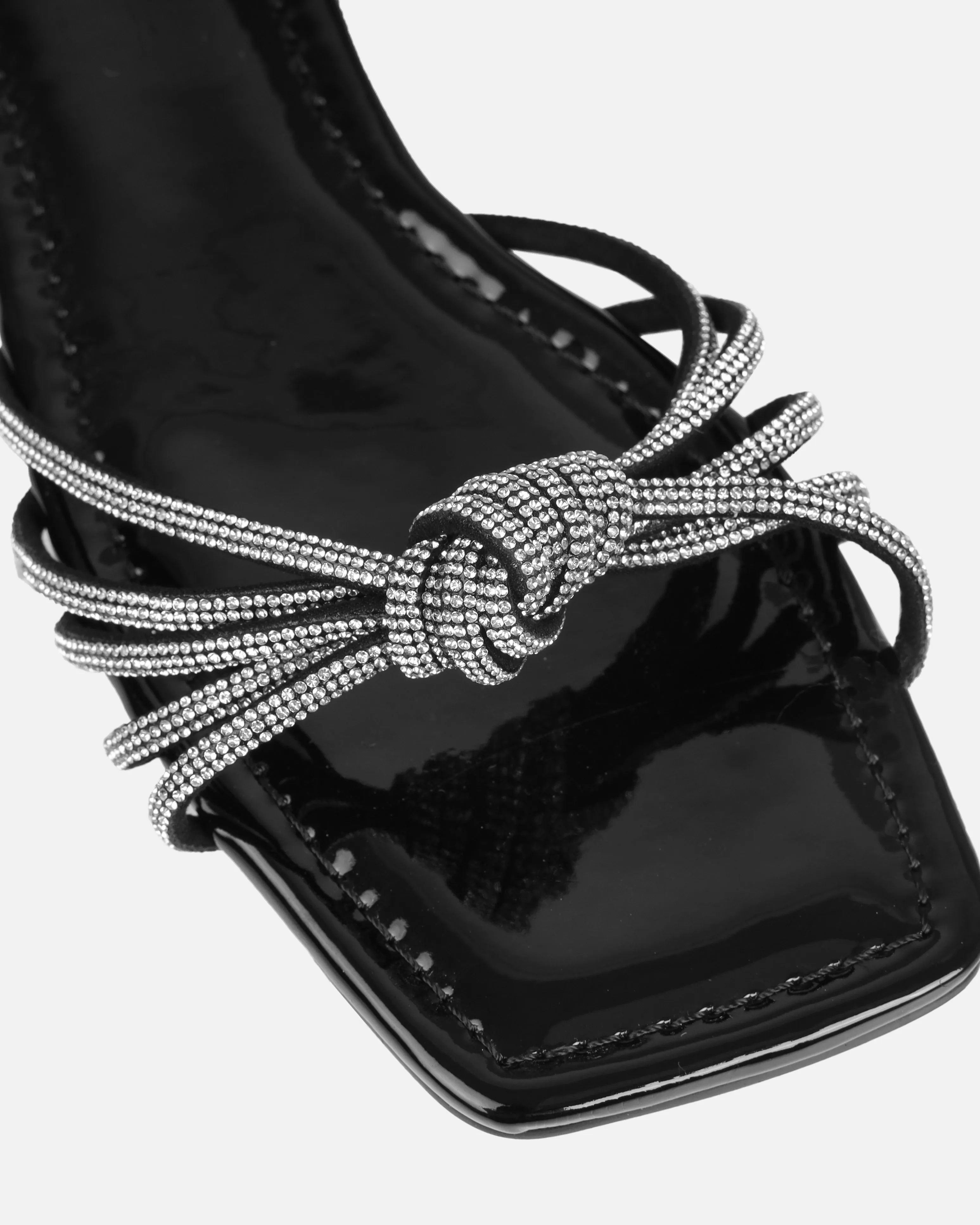 Marquelle Black Diamante Knot Flat Sandals