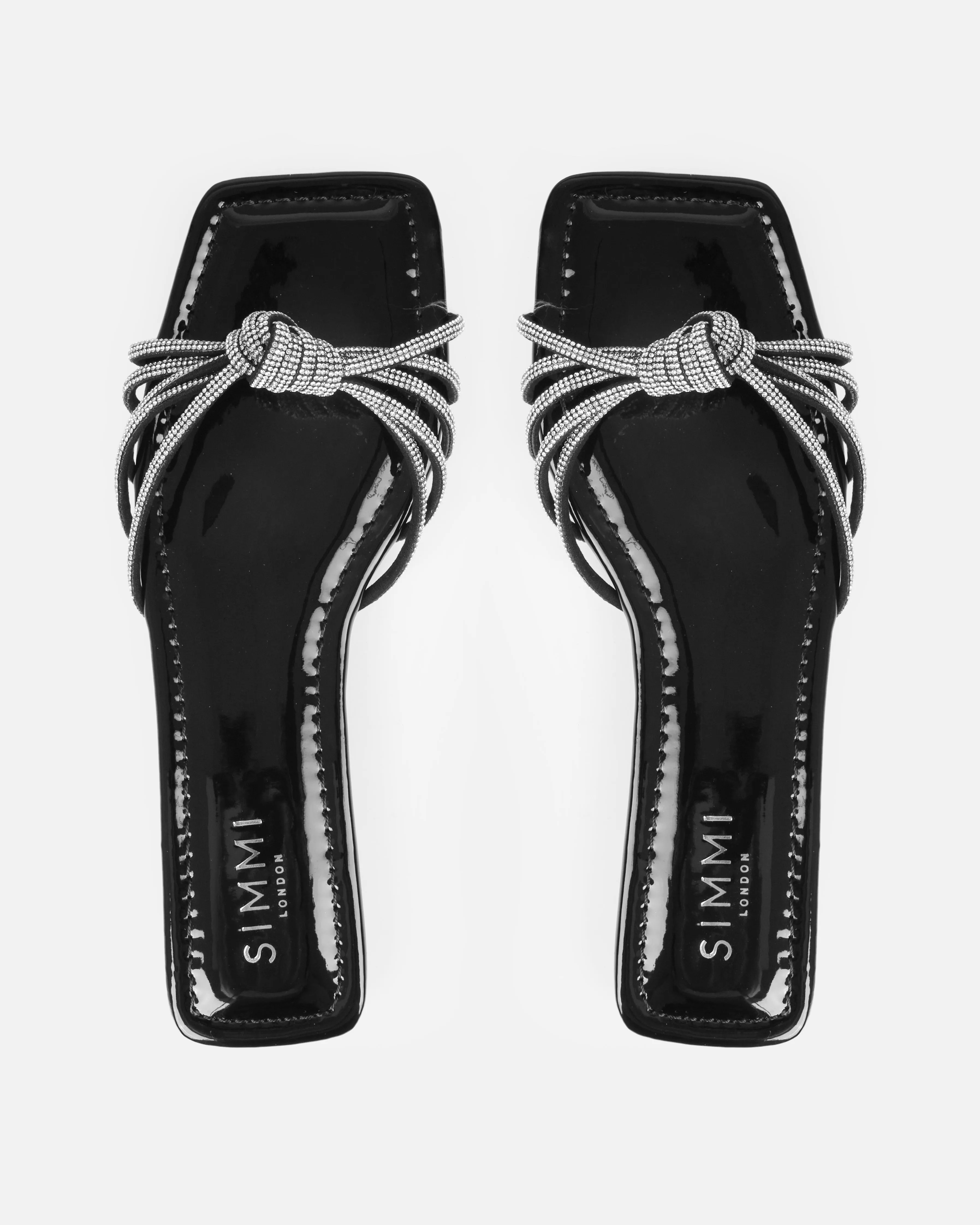 Marquelle Black Diamante Knot Flat Sandals