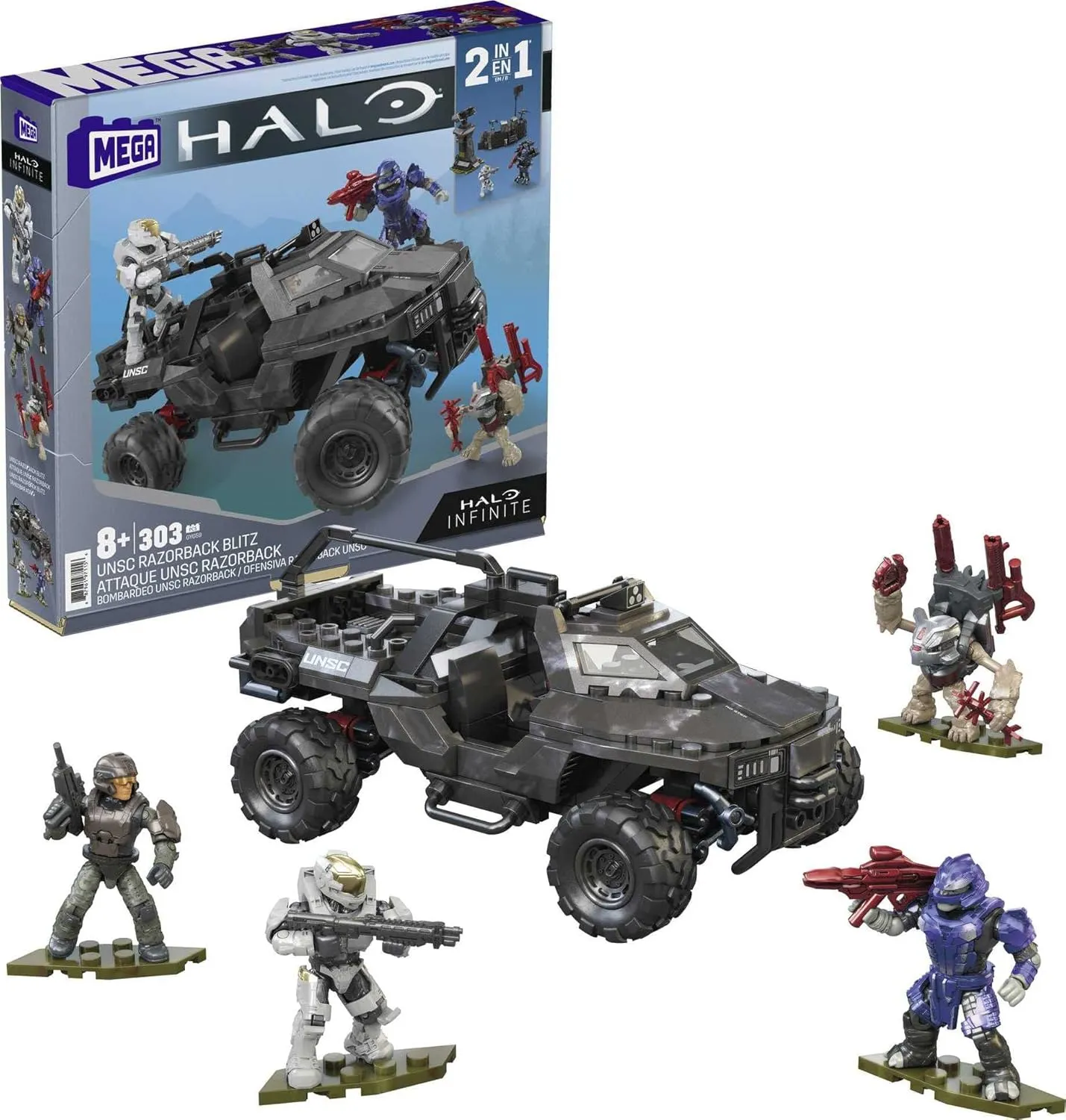 MEGA Halo UNSC Razorback Blitz Vehicle Halo Infinite Construction Set, Building Toys for Boys