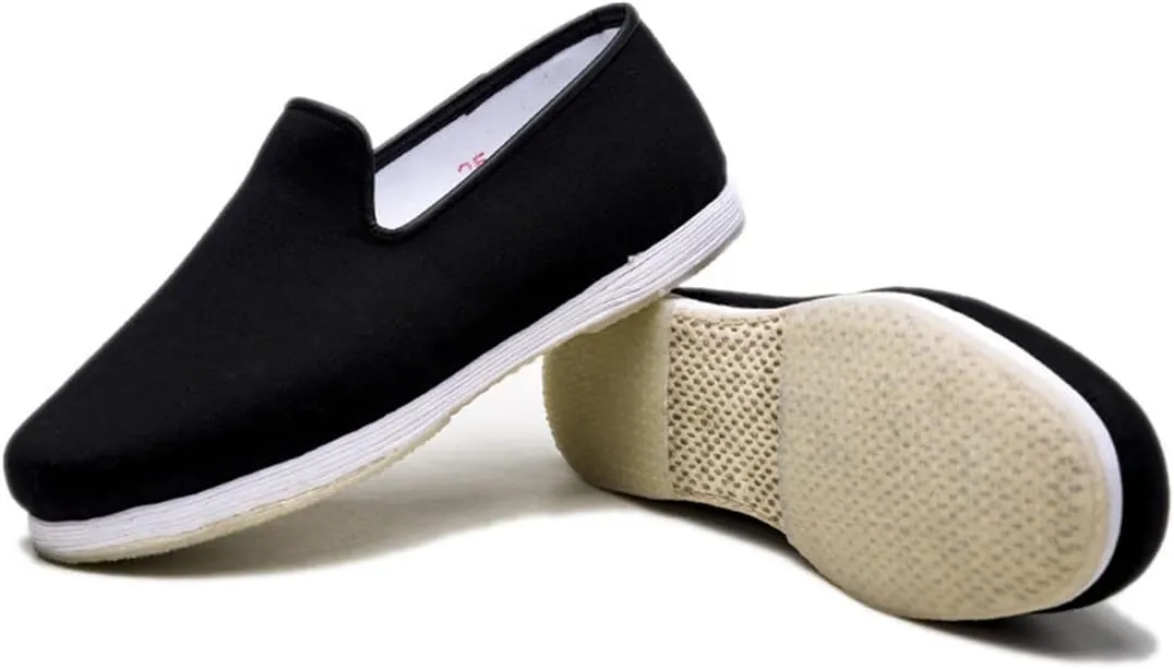 Men's Flat Cloth Shoes Wear-Resistant Slip-On Shoes,Traditional Chinese Old Beijing Handmade Thousand-Layer Sole Cloth Shoes,Black,11