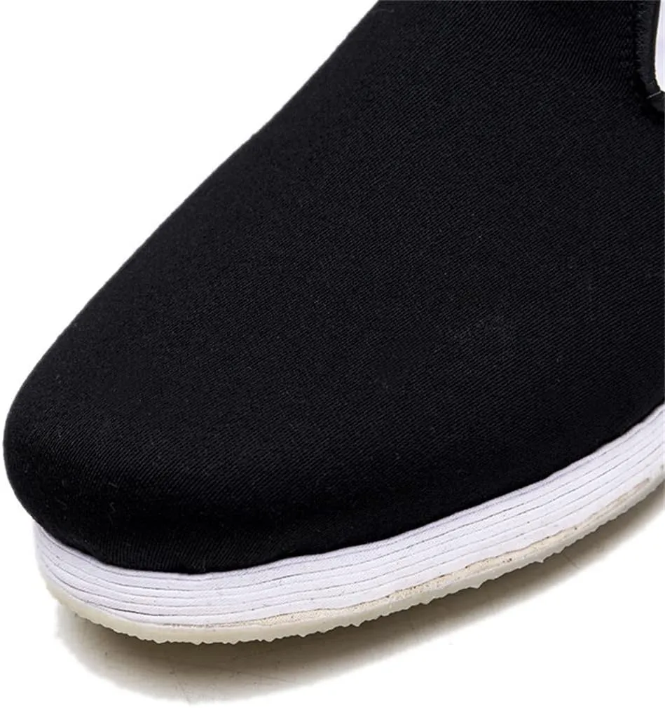 Men's Flat Cloth Shoes Wear-Resistant Slip-On Shoes,Traditional Chinese Old Beijing Handmade Thousand-Layer Sole Cloth Shoes,Black,11