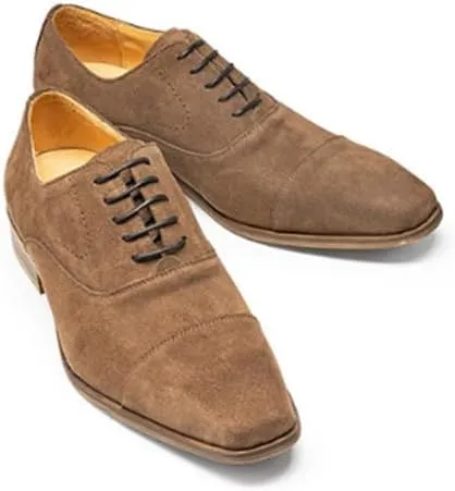 Men's Leather Shoes Oxford Shoes Business Shoes Casual Mode Square Toe Lace-Up Wedge Flat Suede Finish Vintage Design Skin-Friendly Lining Handcrafted Stitching