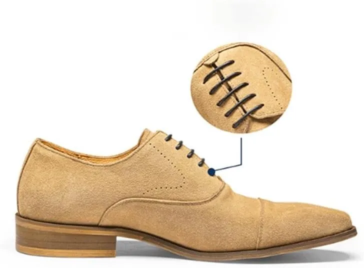 Men's Leather Shoes Oxford Shoes Business Shoes Casual Mode Square Toe Lace-Up Wedge Flat Suede Finish Vintage Design Skin-Friendly Lining Handcrafted Stitching