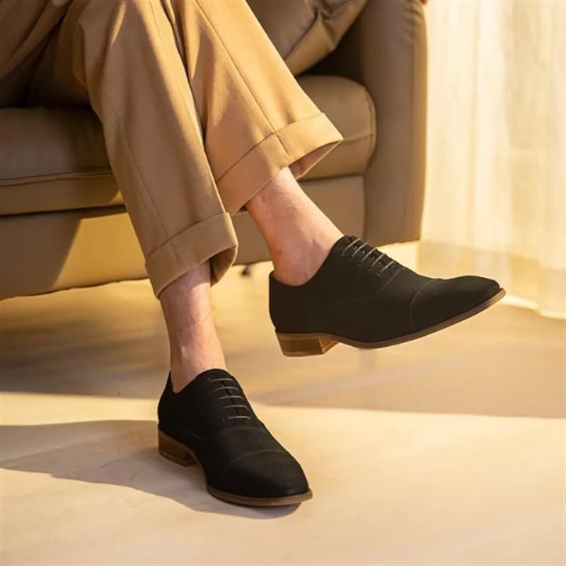 Men's Leather Shoes Oxford Shoes Business Shoes Casual Mode Square Toe Lace-Up Wedge Flat Suede Finish Vintage Design Skin-Friendly Lining Handcrafted Stitching