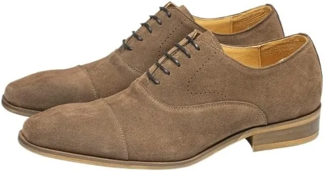 Men's Leather Shoes Oxford Shoes Business Shoes Casual Mode Square Toe Lace-Up Wedge Flat Suede Finish Vintage Design Skin-Friendly Lining Handcrafted Stitching