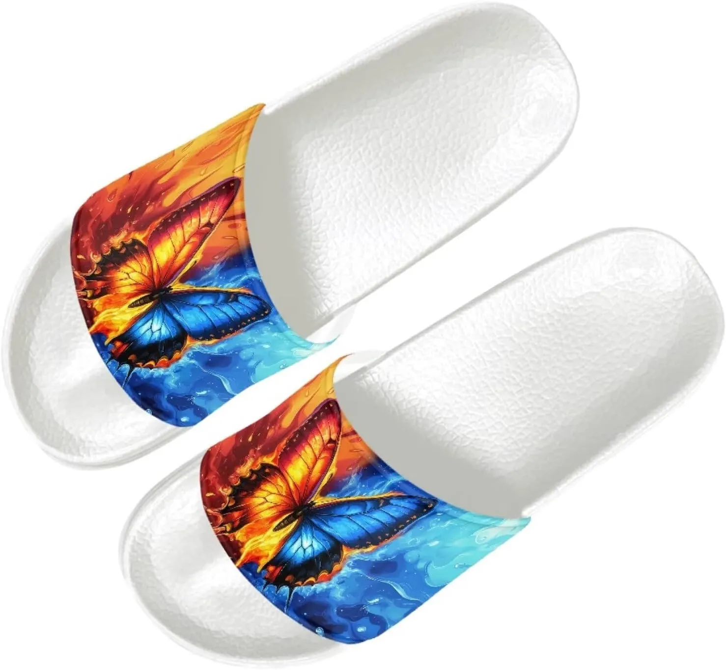 Men’s Slides Breathable Comfort Cushioned Slid-On Beach Pool Sandal Slippers Size 5-14 White Sole