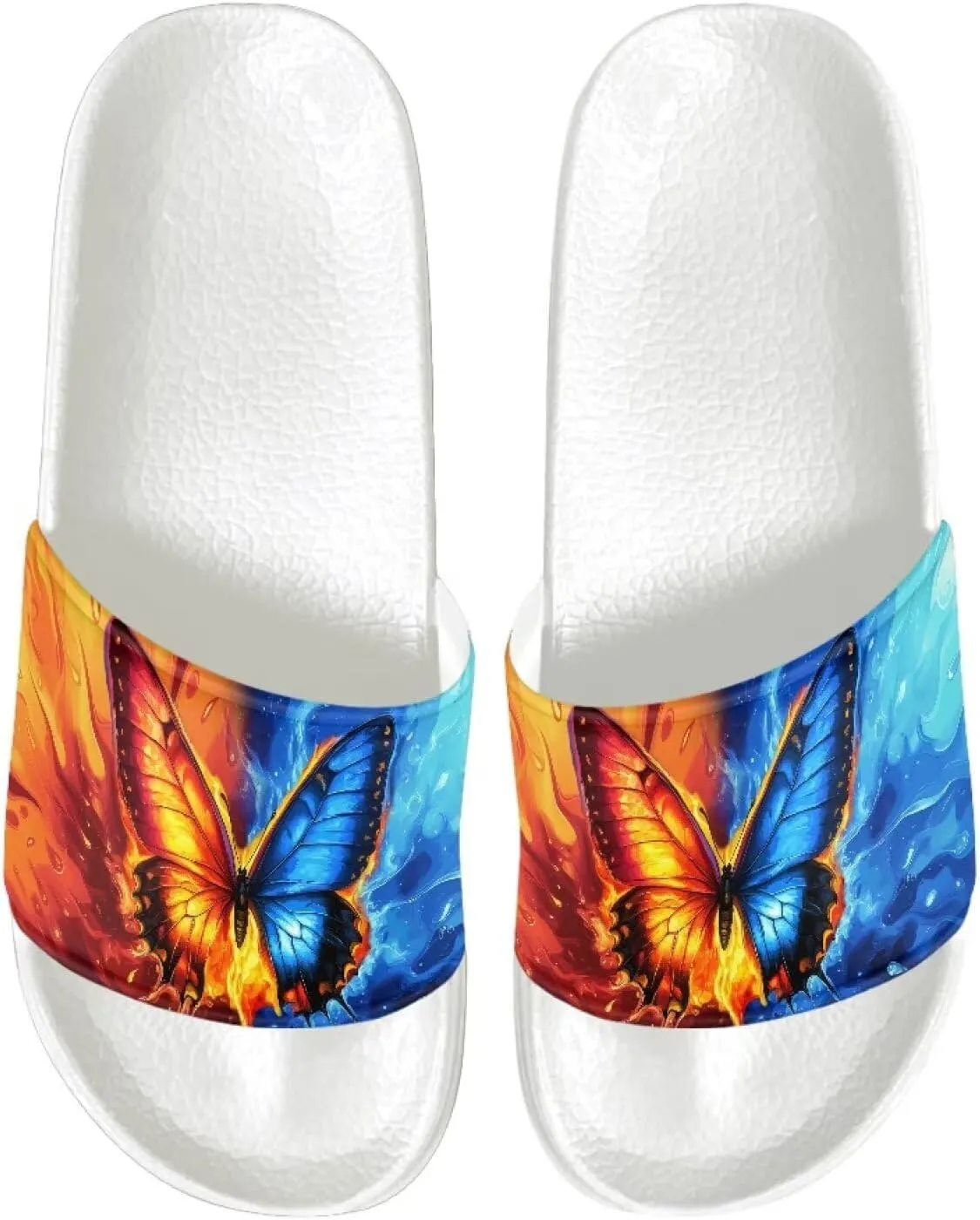 Men’s Slides Breathable Comfort Cushioned Slid-On Beach Pool Sandal Slippers Size 5-14 White Sole