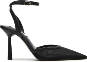 Mesh Pointed Toe Ankle Strap Heeled Sandals for Women