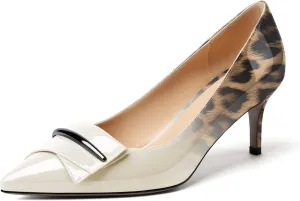 Mettesally Women's Kitten Heels Pumps Pointed Closed Toe Comfort Mid Heels Slip On Wedding Party Casual Office Dress Shoes