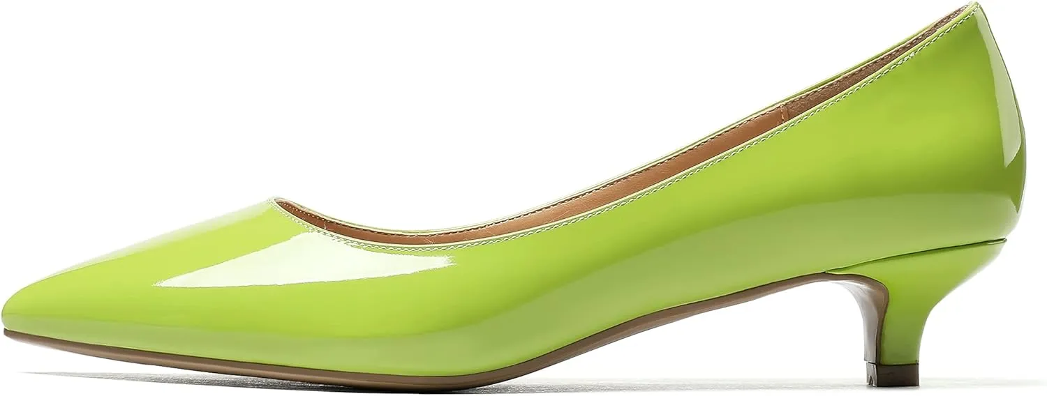 Mettesally Women's New Low Kitten Heel Pumps Pointed Closed Toe Slip On Dress Daily Office Shoes
