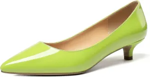 Mettesally Women's New Low Kitten Heel Pumps Pointed Closed Toe Slip On Dress Daily Office Shoes
