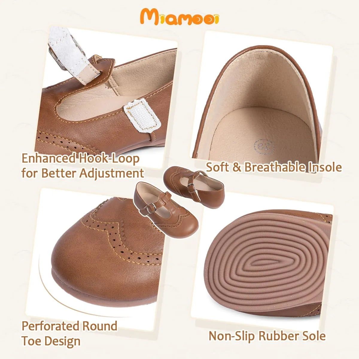 Miamooi Toddler Girl Mary Jane Flats Girls Dress Shoes for Party Wedding School Uniform Shoes Soft Cute Non-Slip Flat for Walking
