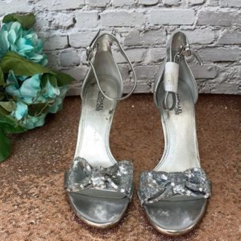 Michael Kors Metallic Leather Open-Toe Dress Sandals 7M