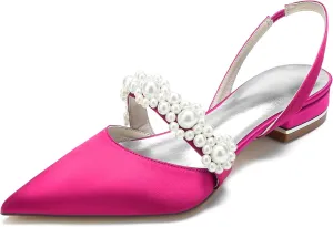 Minishion Wedding Flats for Women Slingback Mary Jane Style Evening Formal Party Mule Shoes BR159