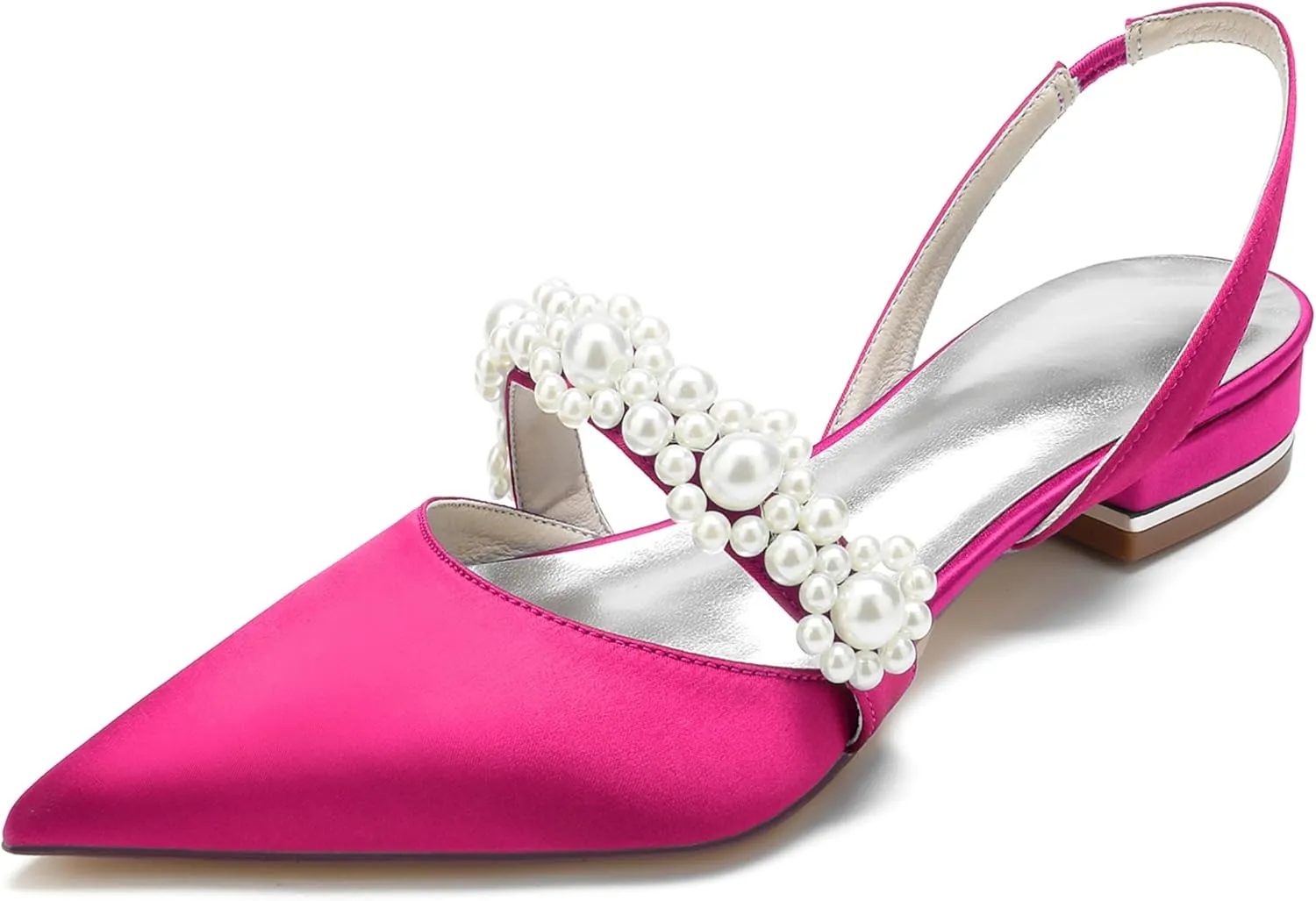 Minishion Wedding Flats for Women Slingback Mary Jane Style Evening Formal Party Mule Shoes BR159