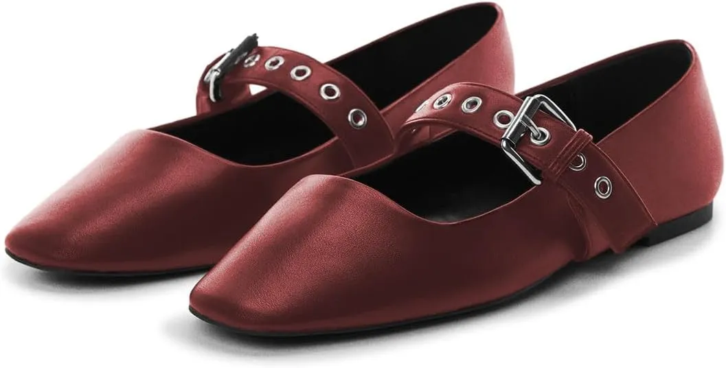 miss left Women Adorable Closed Square Toe Mary Jane Flats Buckle Straps Low Heel Pumps Comfort Ballroom Party Dress Shoes Size 4-16 US