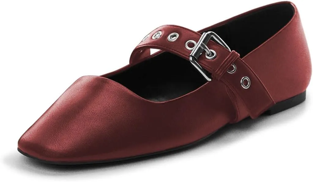 miss left Women Adorable Closed Square Toe Mary Jane Flats Buckle Straps Low Heel Pumps Comfort Ballroom Party Dress Shoes Size 4-16 US