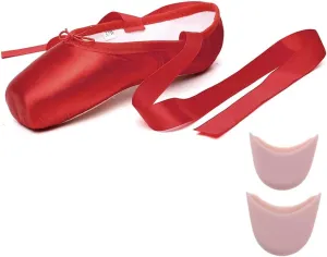 MSMAX Girls Satin Ballet Pointe Shoes Professional Dance Flats