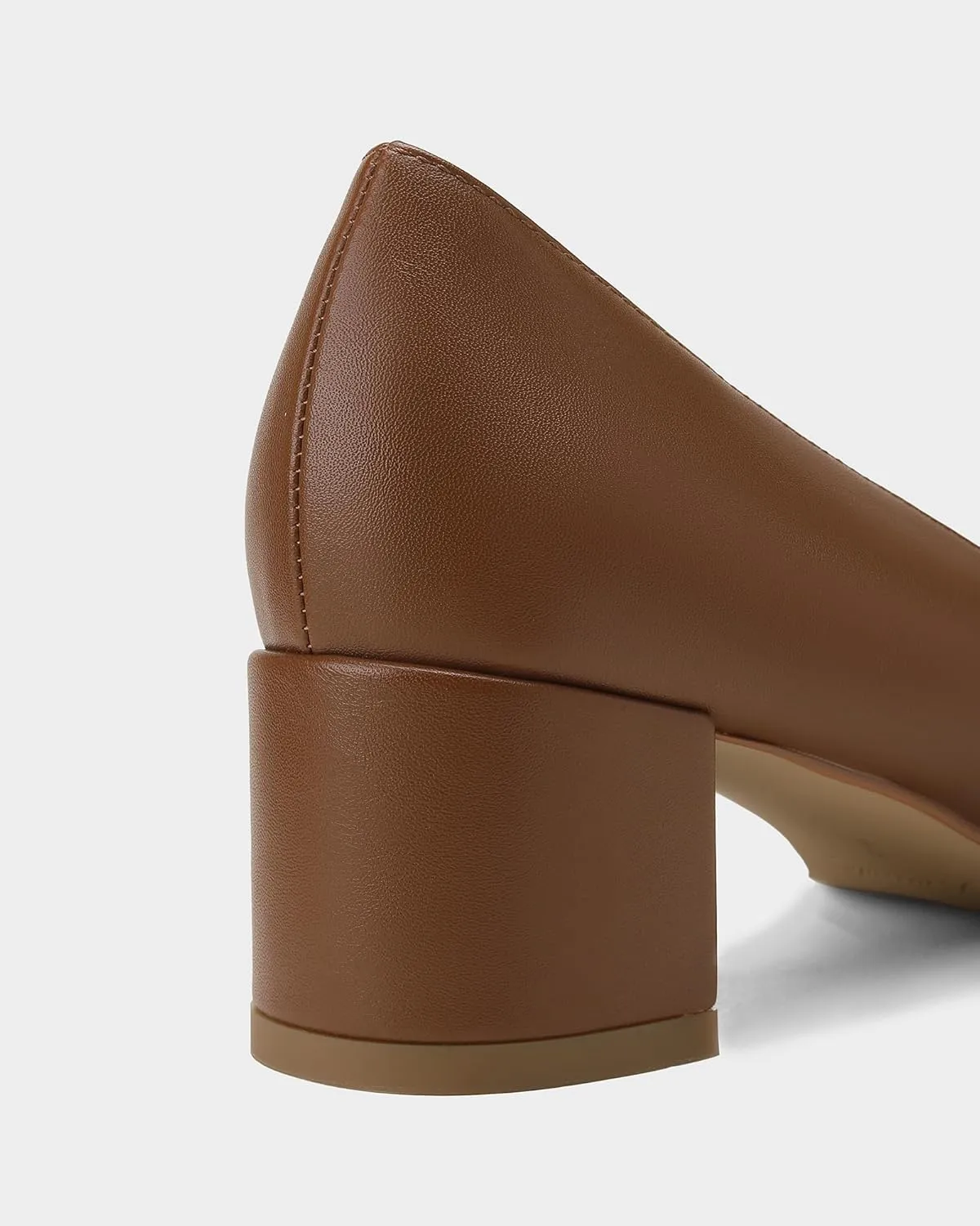 MUCCCUTE Chunky Heels for Women Closed Pointed Toe Pump 2'' Low Block Heels Fashion Round Buckle Dress Work Pumps