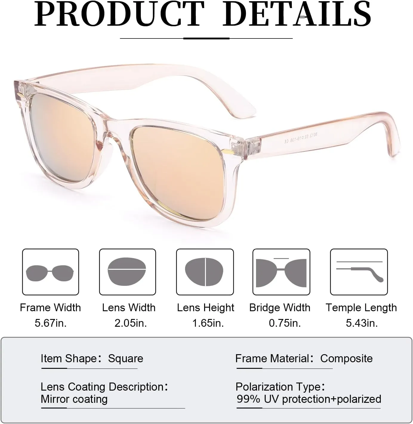 Myiaur Classic Sunglasses for Women Polarized Driving Anti-Glare UV Protection