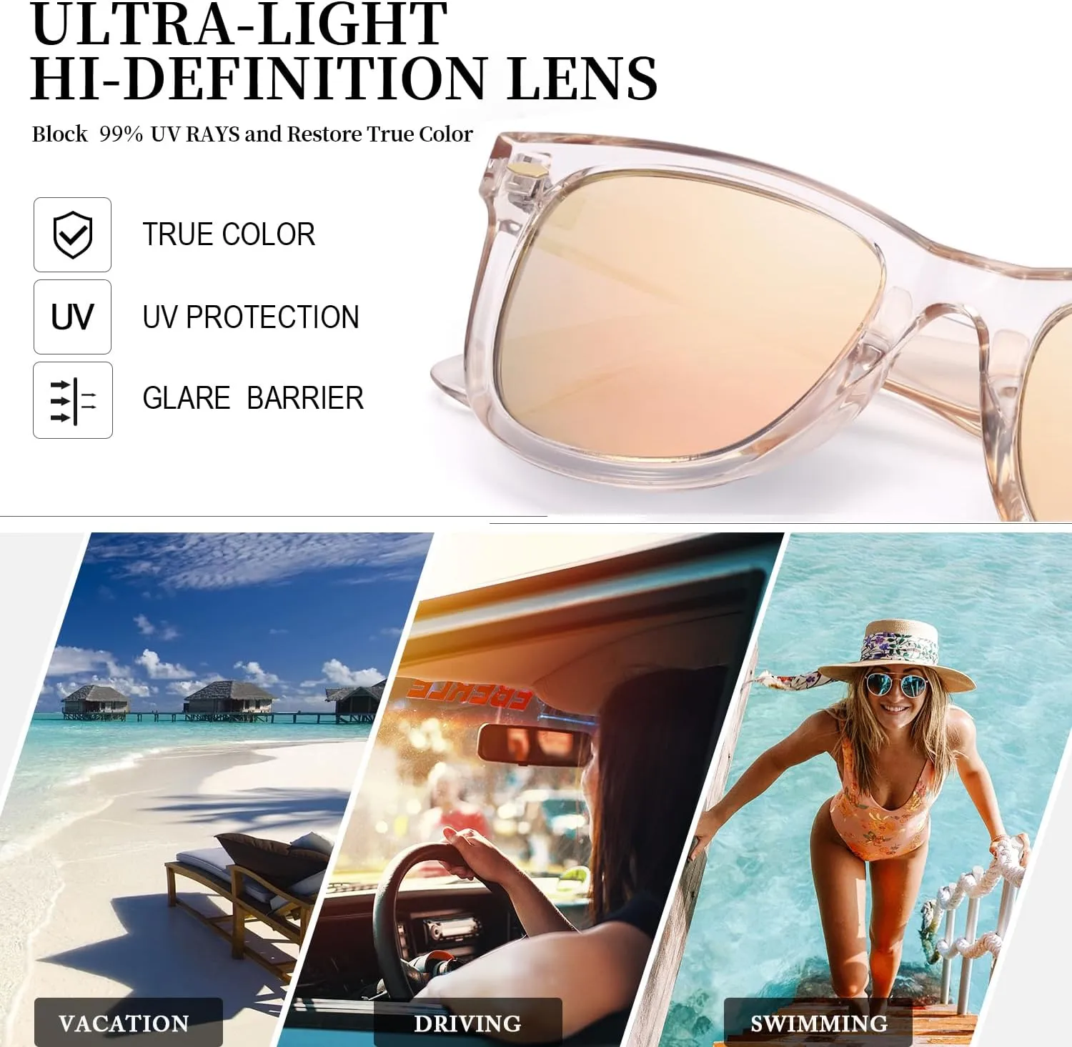 Myiaur Classic Sunglasses for Women Polarized Driving Anti-Glare UV Protection