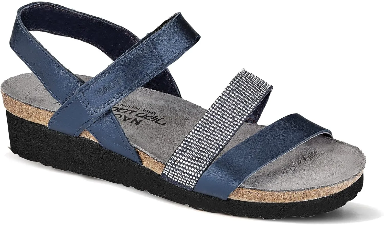 NAOT Women Krista Backstrap Sandal Polar Sea Lthr/Dark Blue w/Nikel Rivets 7-7.5 N US