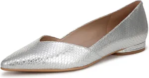 Naturalizer Womens Havana Ballet Flat Silver Snake Print Leather 7 M