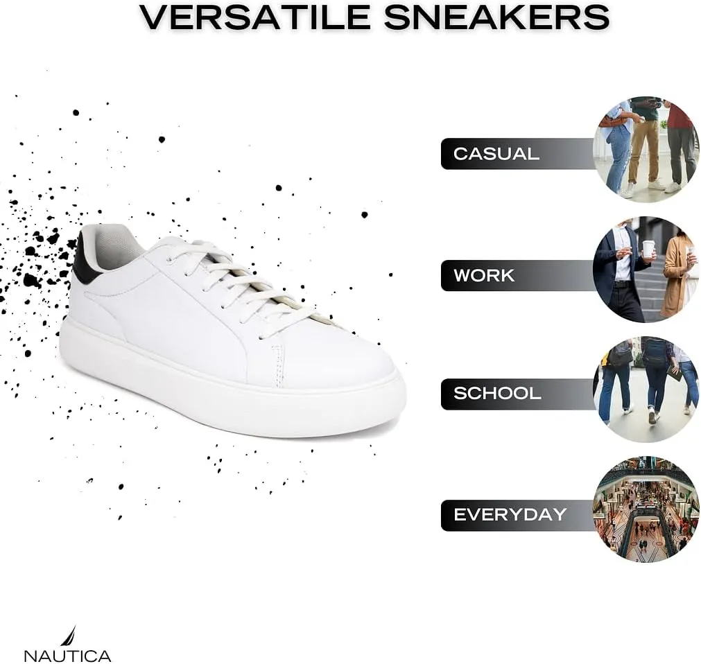 Nautica Men's Classic Lace-Up Low Top Fashion Sneaker Loafer - Stylish and Comfortable Casual Shoe