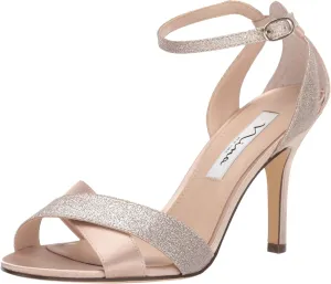 NINA Womens Satin Ankle Strap Heel Sandals Pink 10 Medium (B,M)