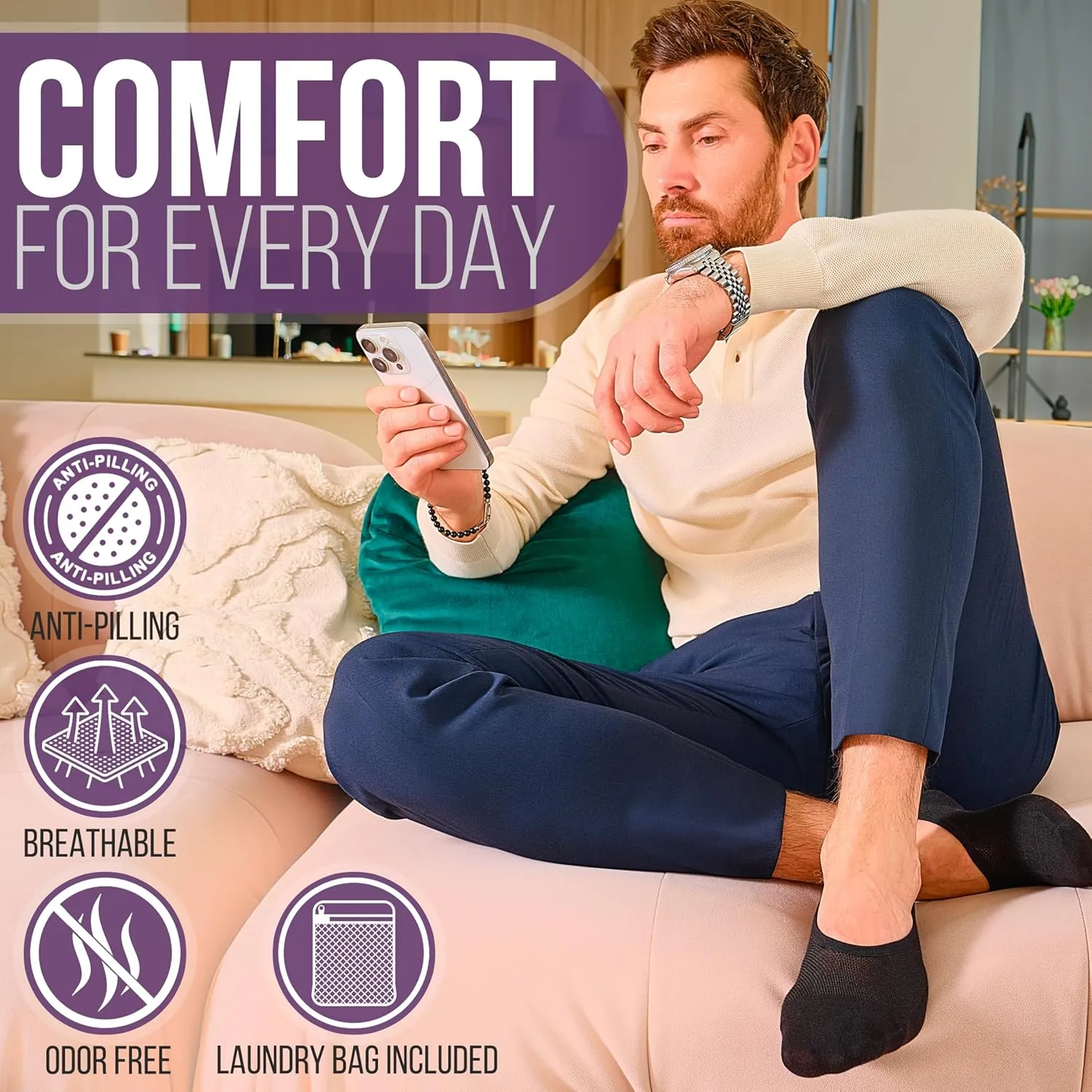 No Show Socks Men & Women - Non Slip Short Socks Low Cut Ankle No See Invisible in Loafer Sneaker Boat, 6 Pack