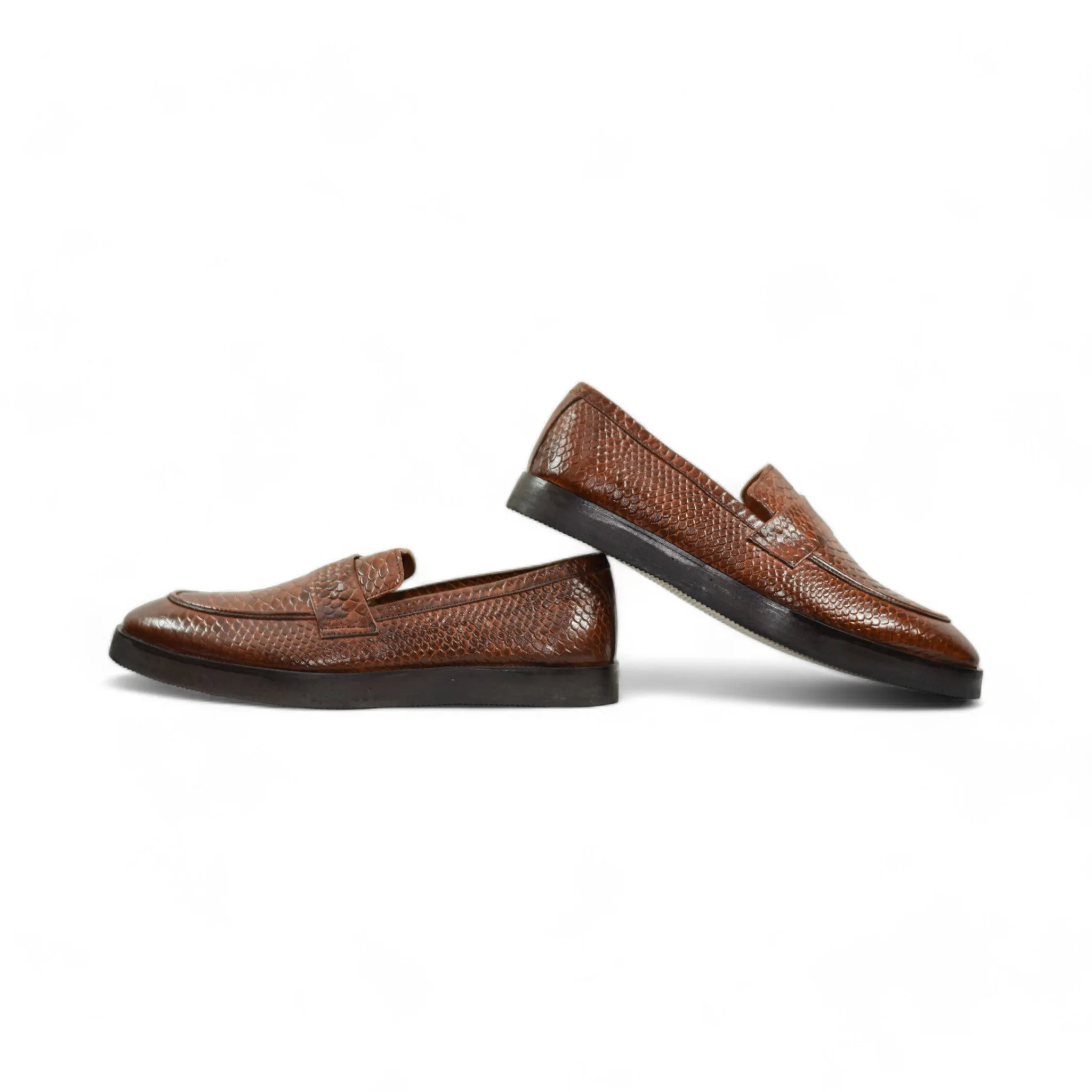 OK-4040 Crocodile High Sole Leather Loafer