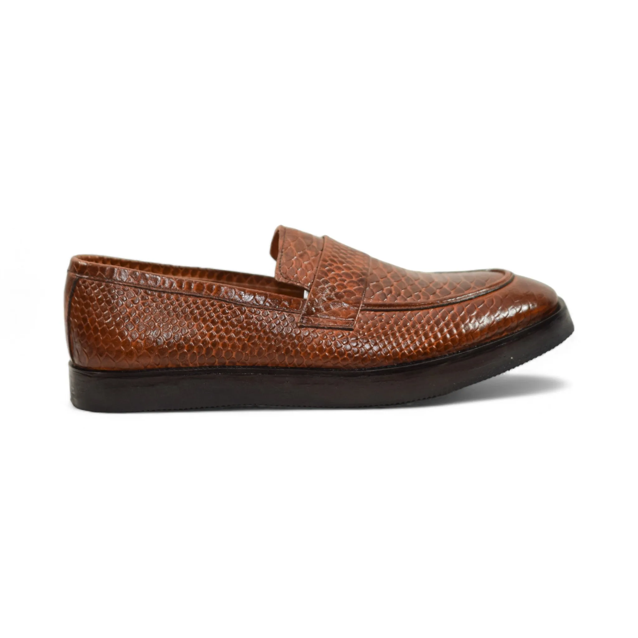 OK-4040 Crocodile High Sole Leather Loafer