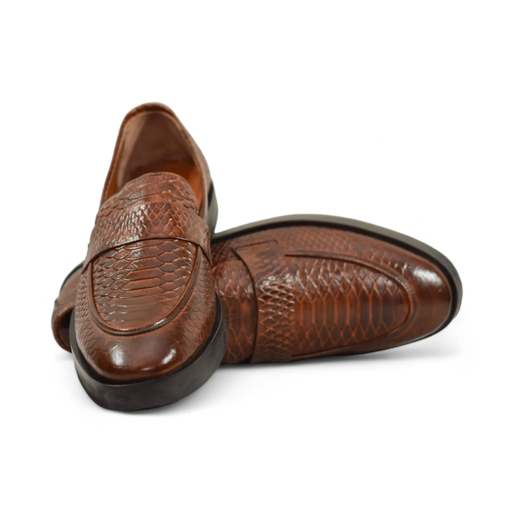 OK-4040 Crocodile High Sole Leather Loafer